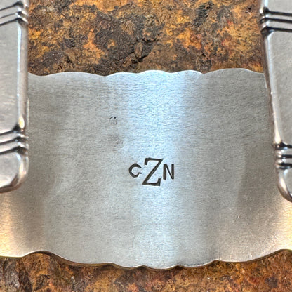 Vintage - Kingman Turquoise with Silver Sunburst Cuff by Navajo Artist - Estate