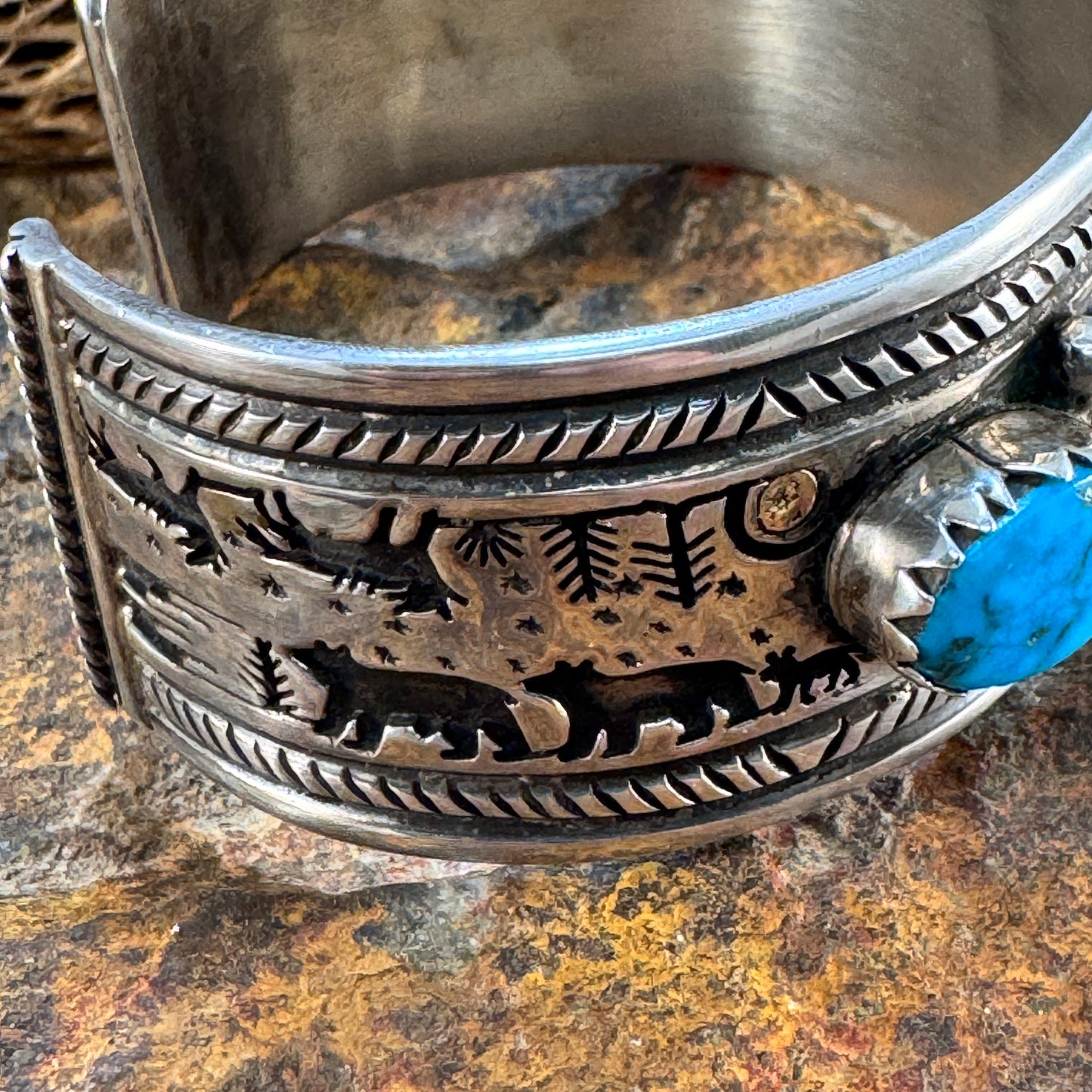 Vintage - Storyteller Turquoise Cuff by Ira Custer - Estate