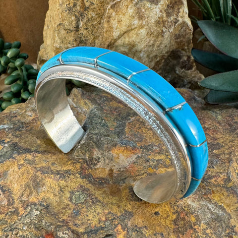 Sleeping Beauty Turquoise Sterling Silver Cuff Bracelet by Billy Jaramillo