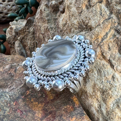 Jurassic Flint Ring with Sterling Silver by Artie Yellowhorse