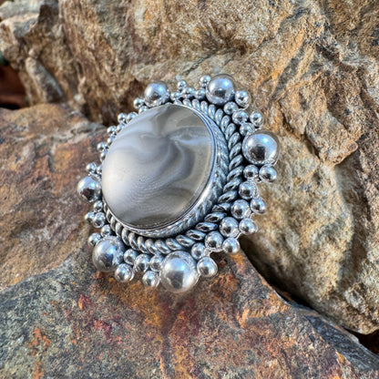 Jurassic Flint Ring with Sterling Silver by Artie Yellowhorse