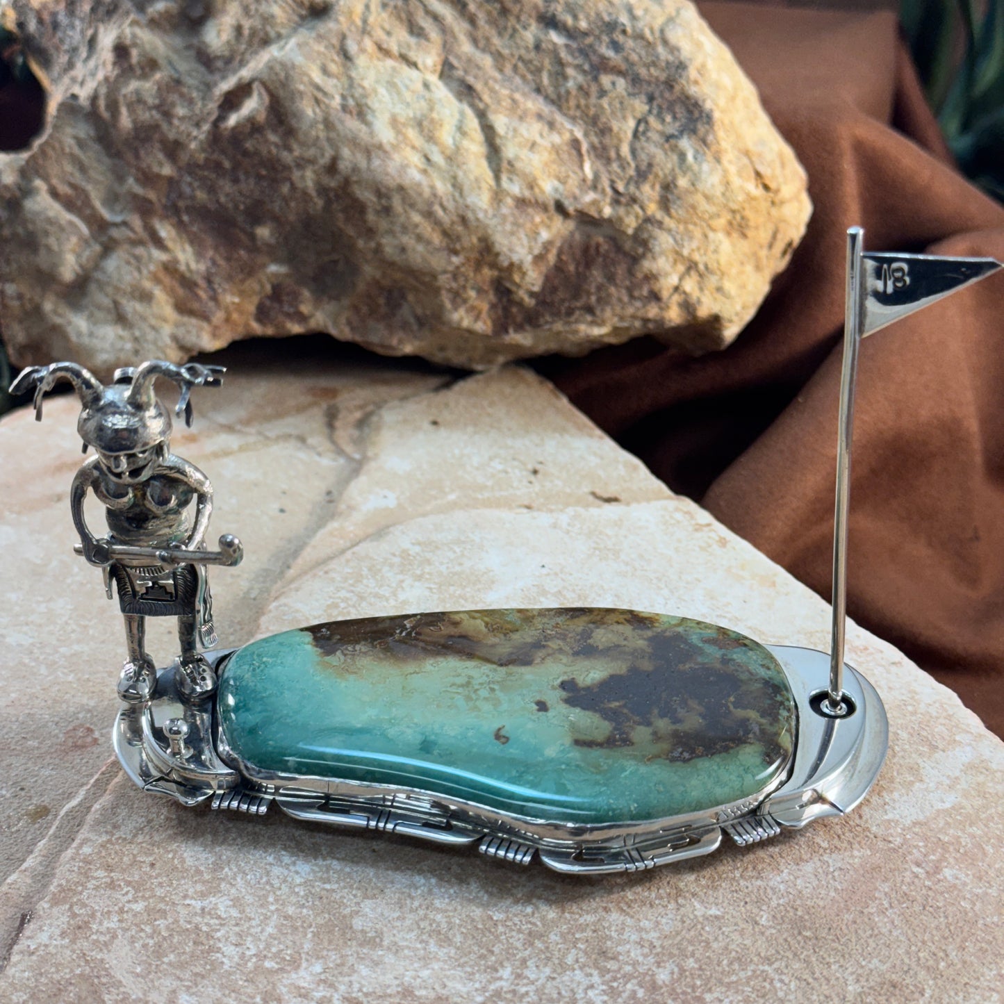 Golf-Themed Sterling Silver Sculpture by Bennie Ration