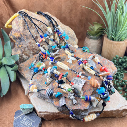 Vintage Zuni Fetish & Charm 4-Strand Necklace — Estate