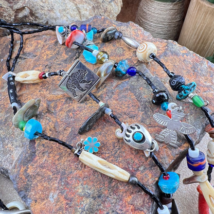 Vintage Zuni Fetish & Charm 4-Strand Necklace — Estate