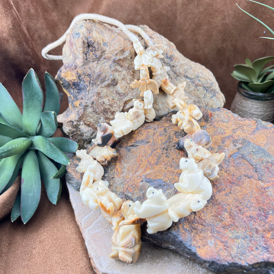 Vintage Hand-carved Fetish Bear Necklace — Estate