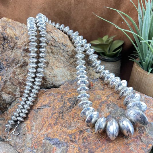 Vintage Handmade Graduated Navajo Pearl Necklace 33" — Estate