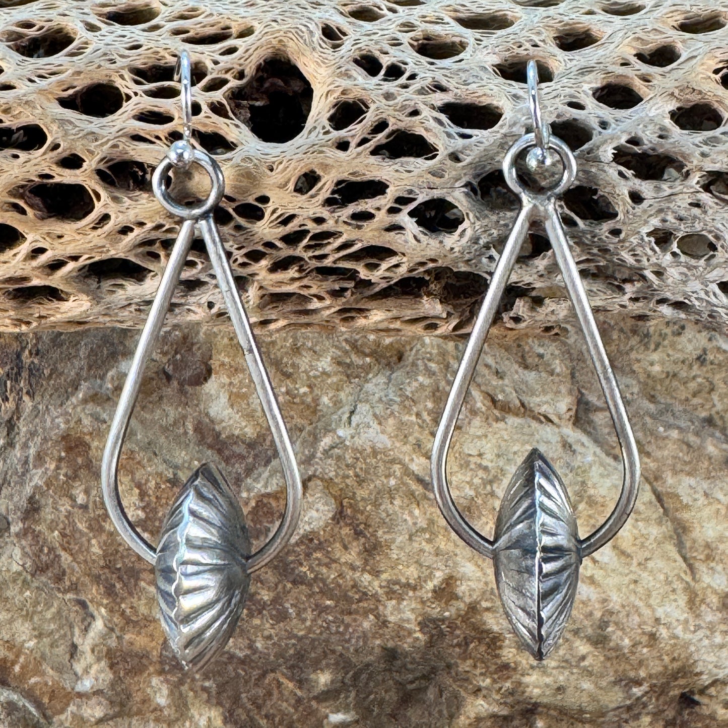 Stamped Concho Drop Sterling Silver Earrings by Presley Haley