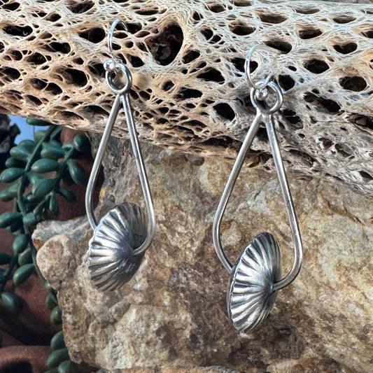Stamped Concho Drop Sterling Silver Earrings by Presley Haley