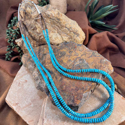 Double-Strand Kingman Turquoise Heishi Necklace by Nestoria Coriz