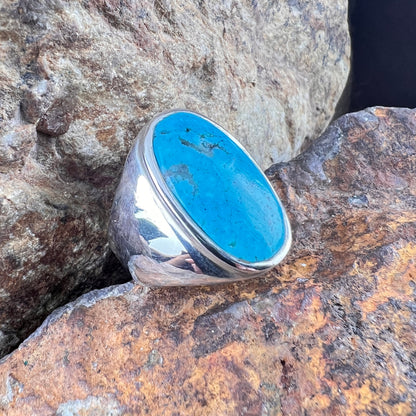 Kingman Turquoise Sterling Silver Ring by Sunwest - Size 10 1/2