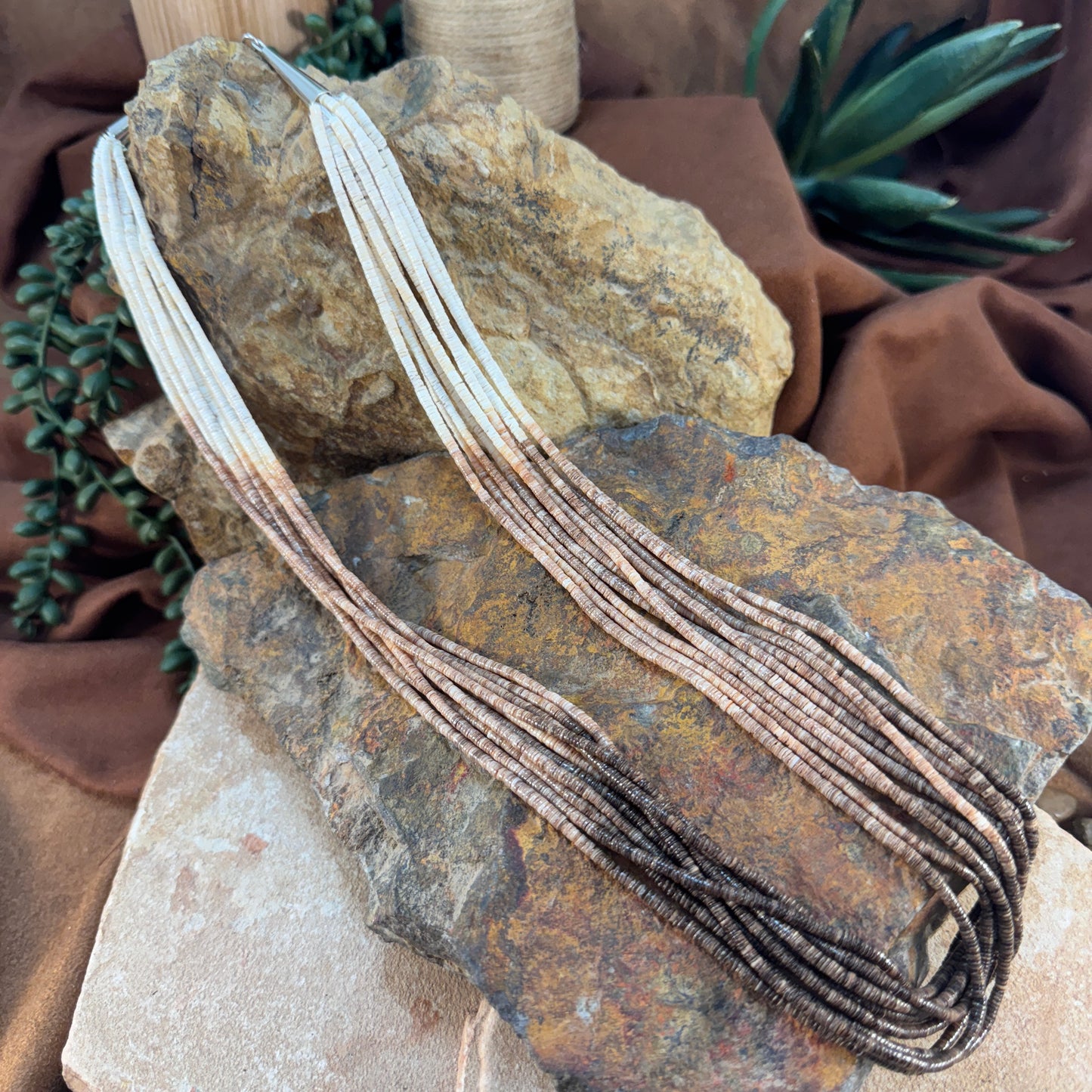 Multi-Strand Olive Shell Heishi Necklace by Ramona Bird