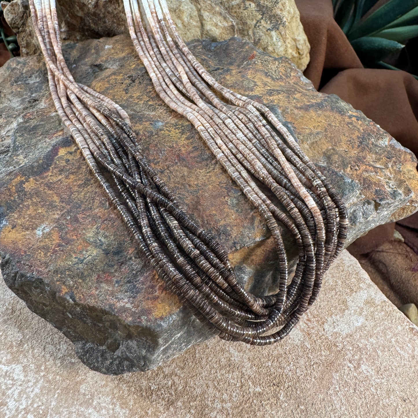 Multi-Strand Olive Shell Heishi Necklace by Ramona Bird