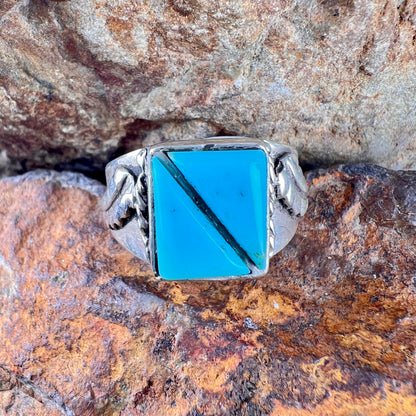 Kingman Turquoise Sterling Silver Ring by  Sunwest- Size 11