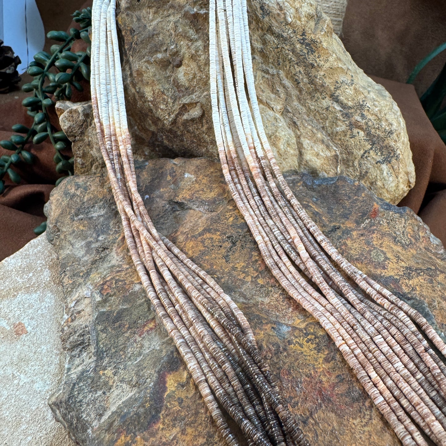 Multi-Strand Olive Shell Heishi Necklace by Ramona Bird