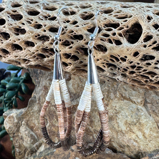Multi-Strand Olive Shell Heishi Earrings by Ramona Bird