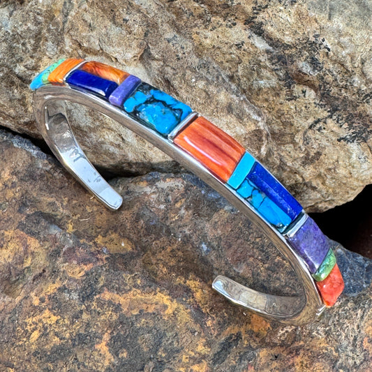 David Rosales Indian Summer Cobble Inlaid Sterling Silver Bracelet
