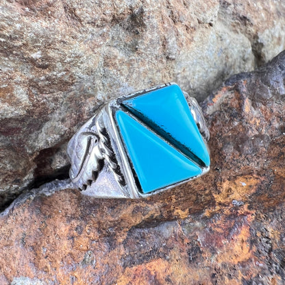 Kingman Turquoise Sterling Silver Ring by Sunwest- Size 10