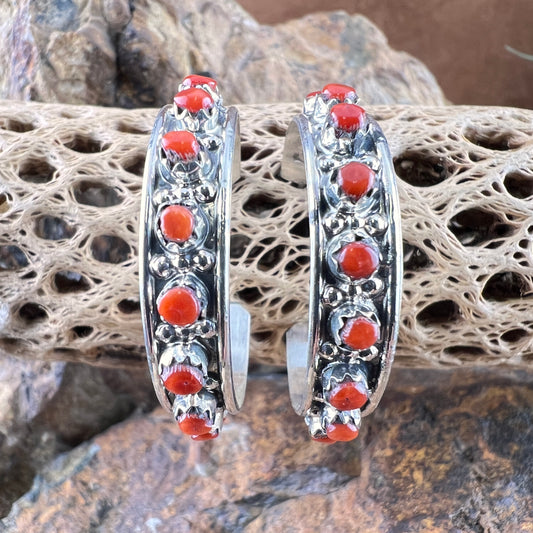 Mediterranean Red Coral Hoop Earrings by Joann Cheama