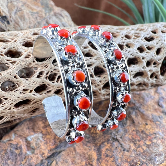 Mediterranean Red Coral Hoop Earrings by Joann Cheama