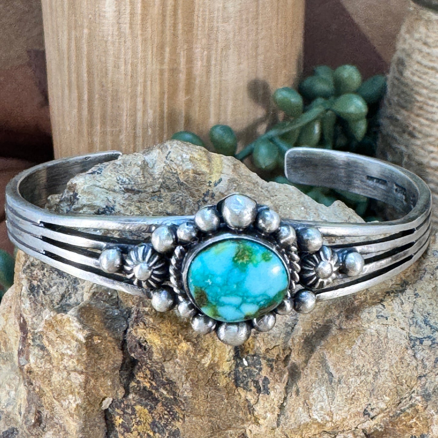 Sonoran Gold Turquoise Sterling Silver Bracelet by Ray Coriz