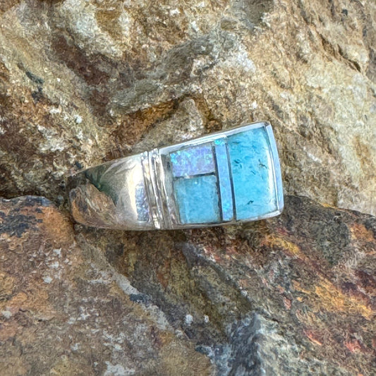 David Rosales Amazing Light Inlaid Sterling Silver Ring