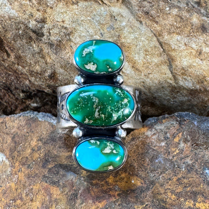Sonoran Gold Turquoise Sterling Silver Ring by Loretta Delgarito