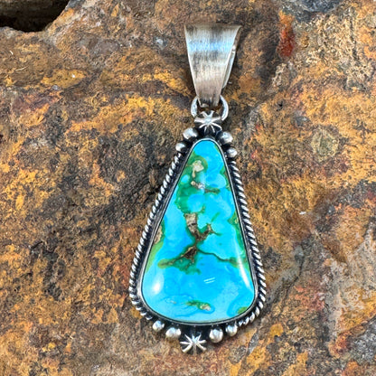 Sonoran Gold Turquoise Sterling Silver Pendant by Loretta Delgarito