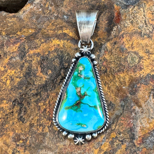 Sonoran Gold Turquoise Sterling Silver Pendant by Loretta Delgarito