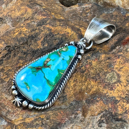 Sonoran Gold Turquoise Sterling Silver Pendant by Loretta Delgarito