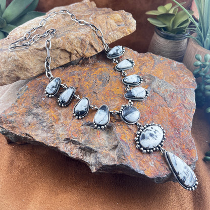 White Buffalo Lariat & Earrings Set by Angela Martin