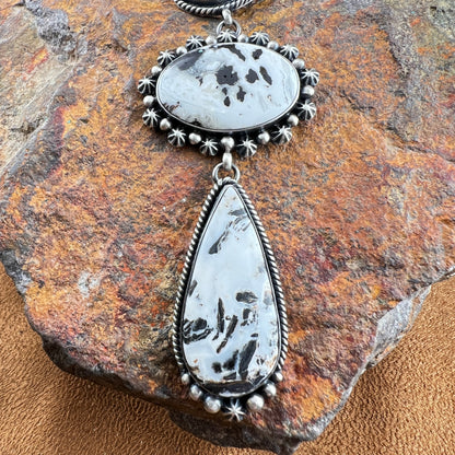 White Buffalo Lariat & Earrings Set by Angela Martin