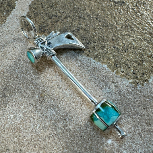 David Rosales Sonoran Gold Inlaid Sterling Silver Pendant Ax