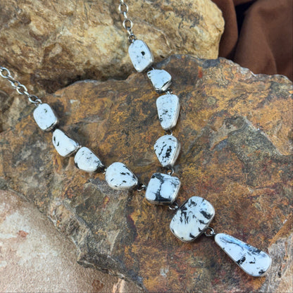 White Buffalo Multi Stone Sterling Silver Necklace w/ Earrings by Bernyse Chavez