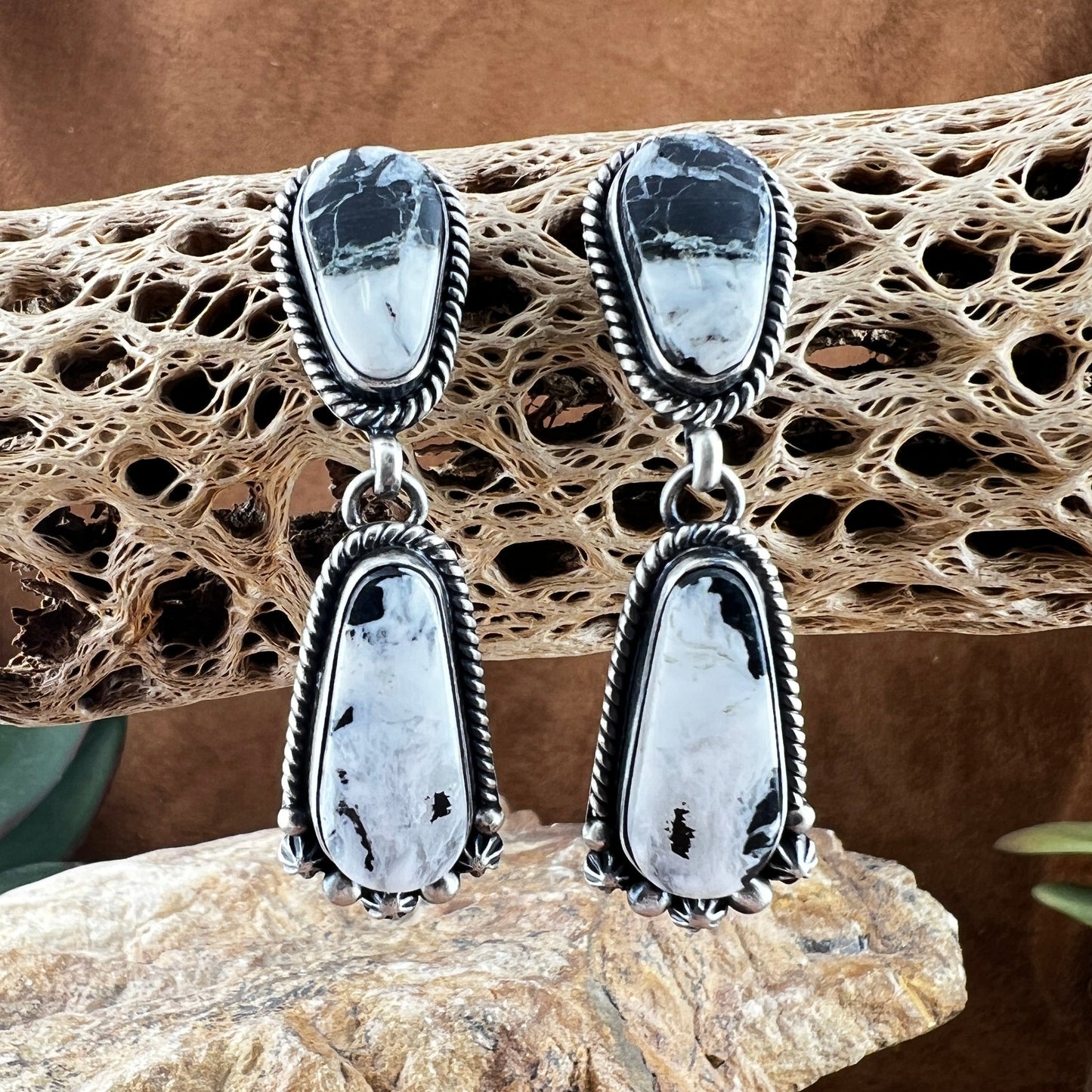 White Buffalo Lariat & Earrings Set by Angela Martin