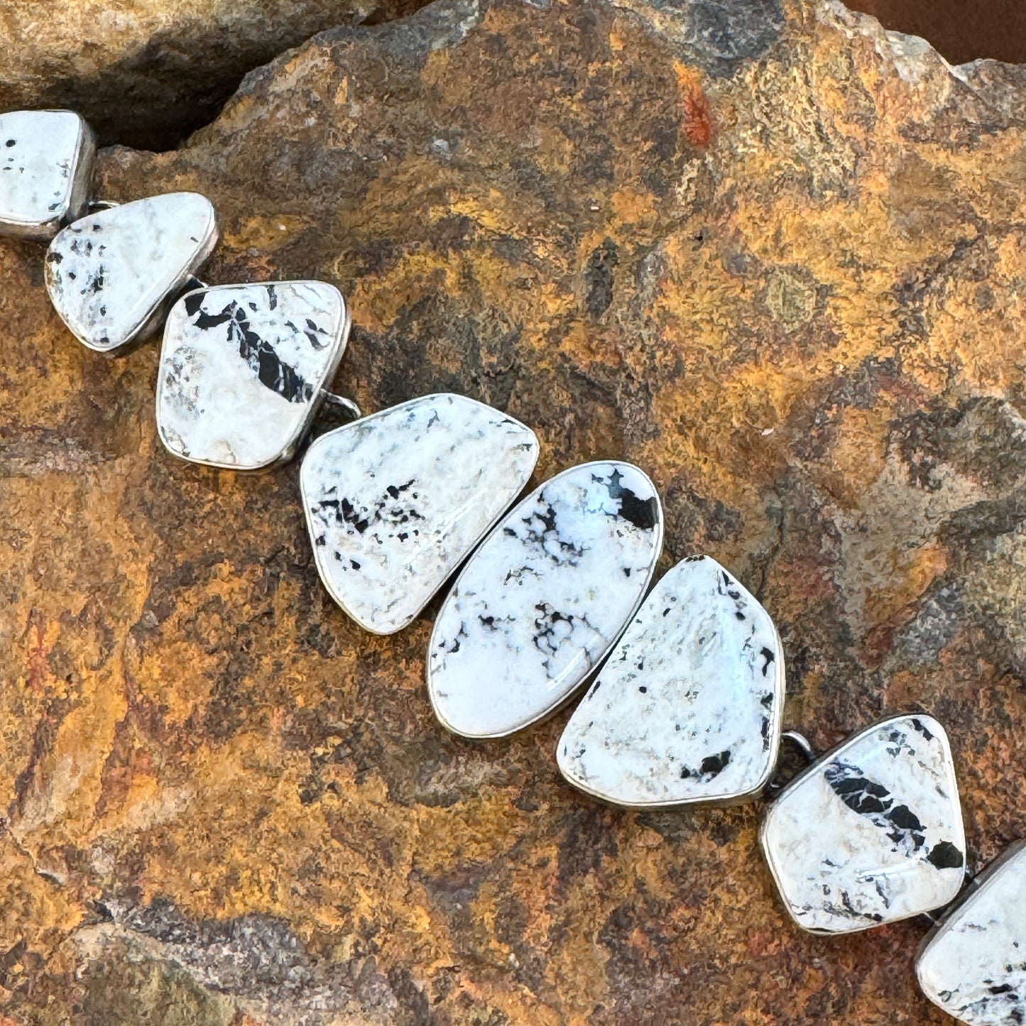 White Buffalo Sterling Silver Link Bracelet by Murphy Platero