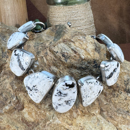 White Buffalo Sterling Silver Link Bracelet by Murphy Platero
