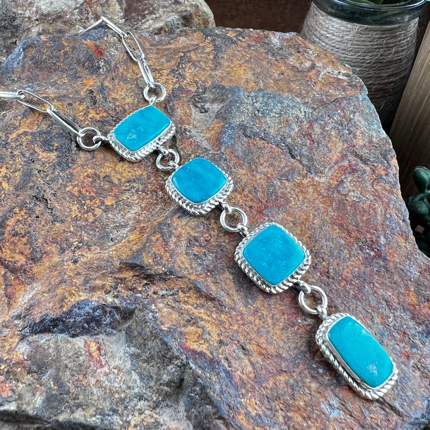 Kingman Turquoise Lariat by Mildred Parkhurst