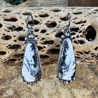 White Buffalo Multi Stone Sterling Silver Navajo Pearl Necklace w/ Earrings by Diane Wylie