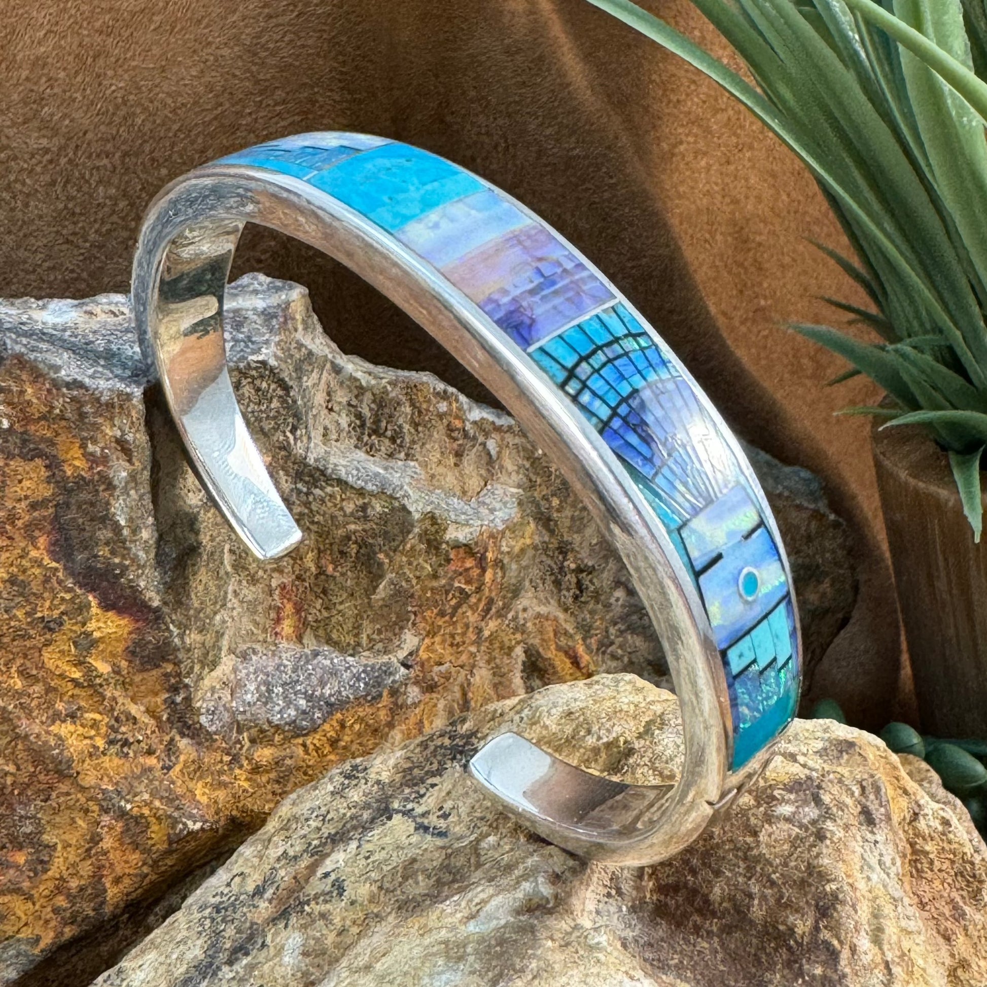 David Rosales Stardust Inlaid Sterling Silver Bracelet