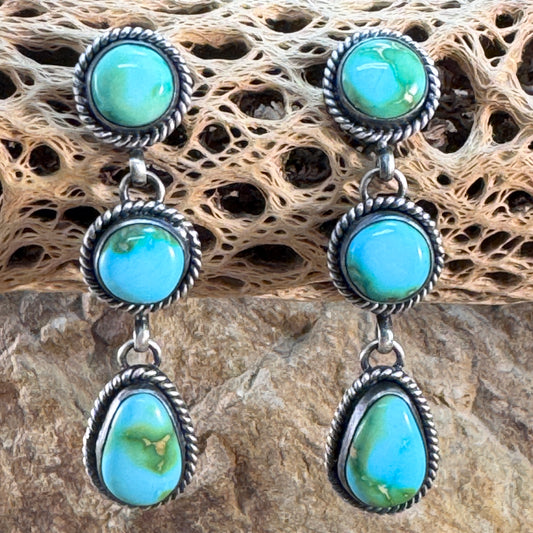 Kingman Turquoise Sterling Silver Earrings by Angela Martin