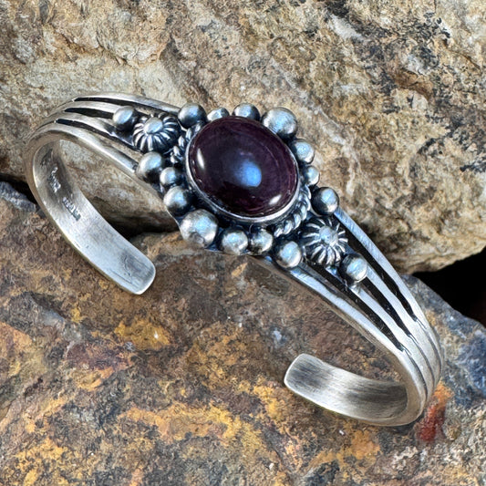 Purple Spiny Oyster Shell Sterling Silver Bracelet by Ray Coriz