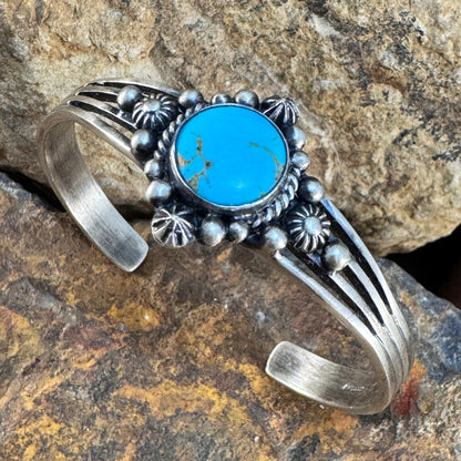 Kingman Turquoise Sterling Silver Bracelet by Ray Coriz