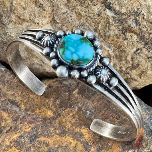 Sonoran Gold Turquoise Sterling Silver Bracelet by Ray Coriz