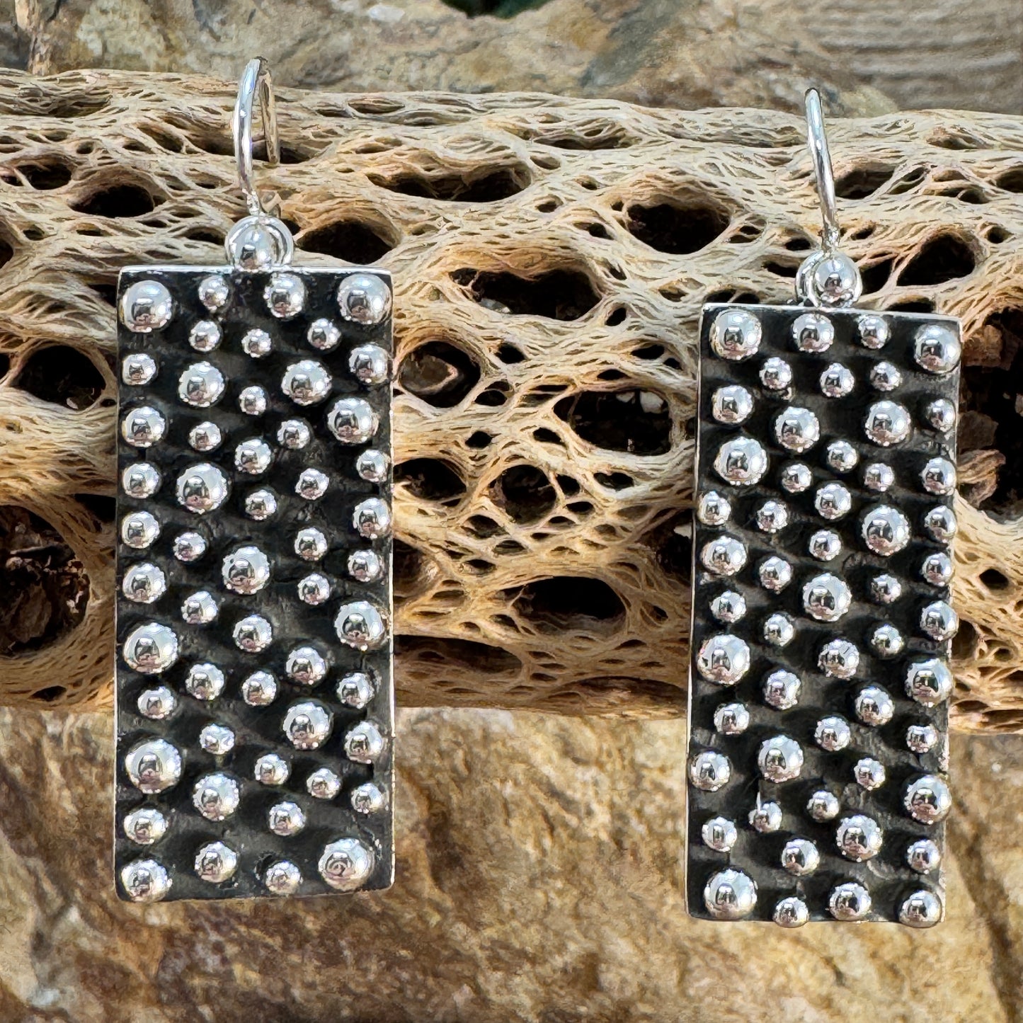 Million Drops Sterling Silver Earrings by Ray Coriz