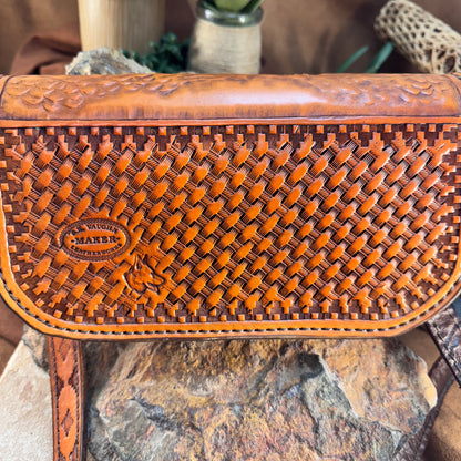 Hand Tooled 'Western Landscape' Leather Crossbody Purse by Stephen Vaughn Leatherworks