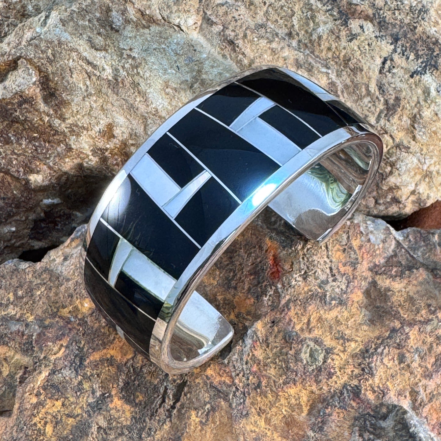 David Rosales Tuxedo Inlaid Sterling Silver Bracelet