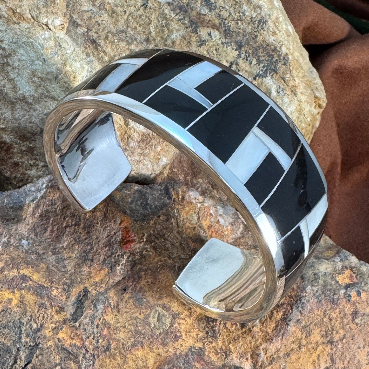 David Rosales Tuxedo Inlaid Sterling Silver Bracelet