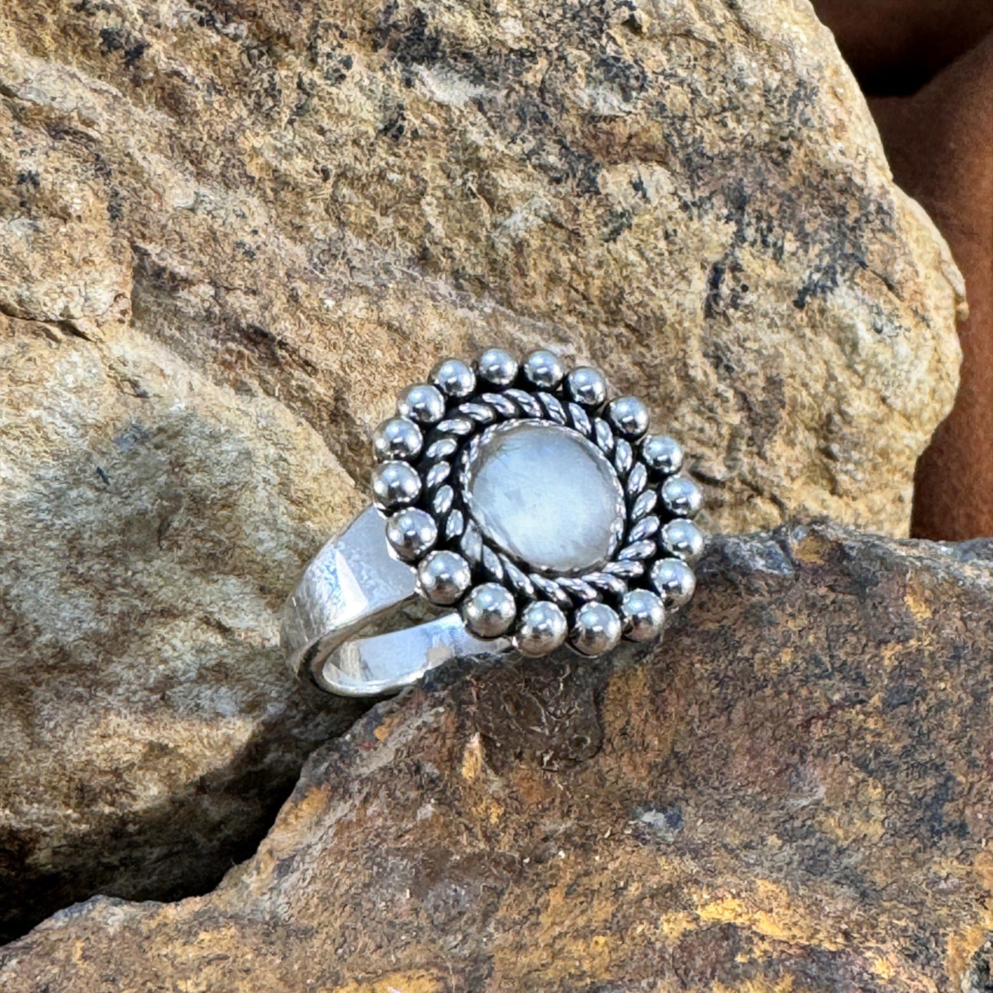 Sterling Silver Rising Sun Twist Dots Ring by Artie Yellowhorse - Small