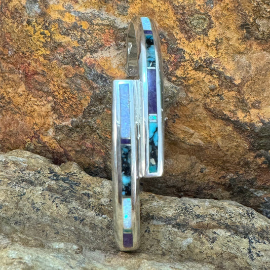 David Rosales Shalako Fancy Inlaid Sterling Silver Bracelet