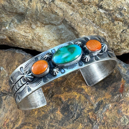 Sonoran Gold Turquoise & Spiny Oyster Shell Cuff Bracelet by Murphy Platero